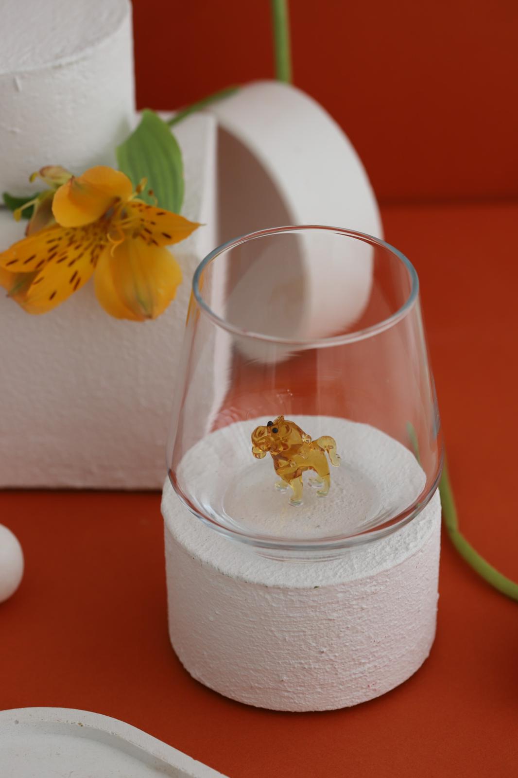 Tiny Animal Drinking Glass, Lion