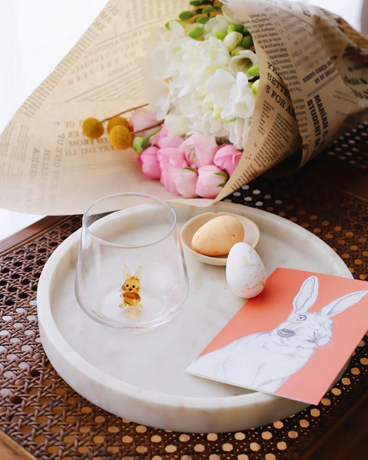 Tiny Animal Drinking Glass, Brown Rabbit/Bunny