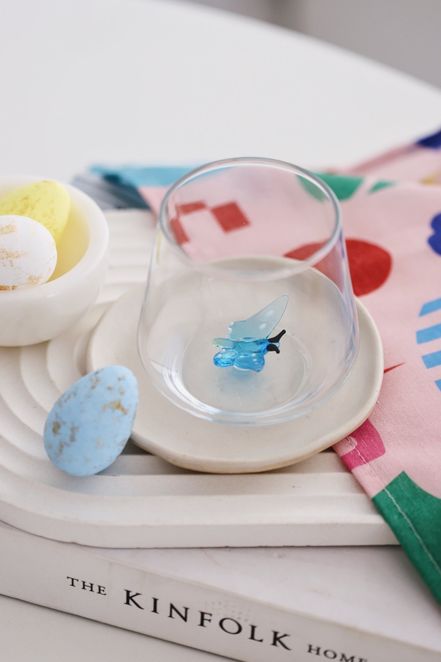 Tiny Animal Drinking Glass, Blue Butterfly