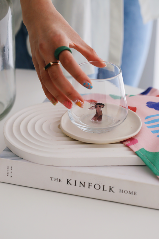 Tiny Animal Drinking Glass, Purple Bunny