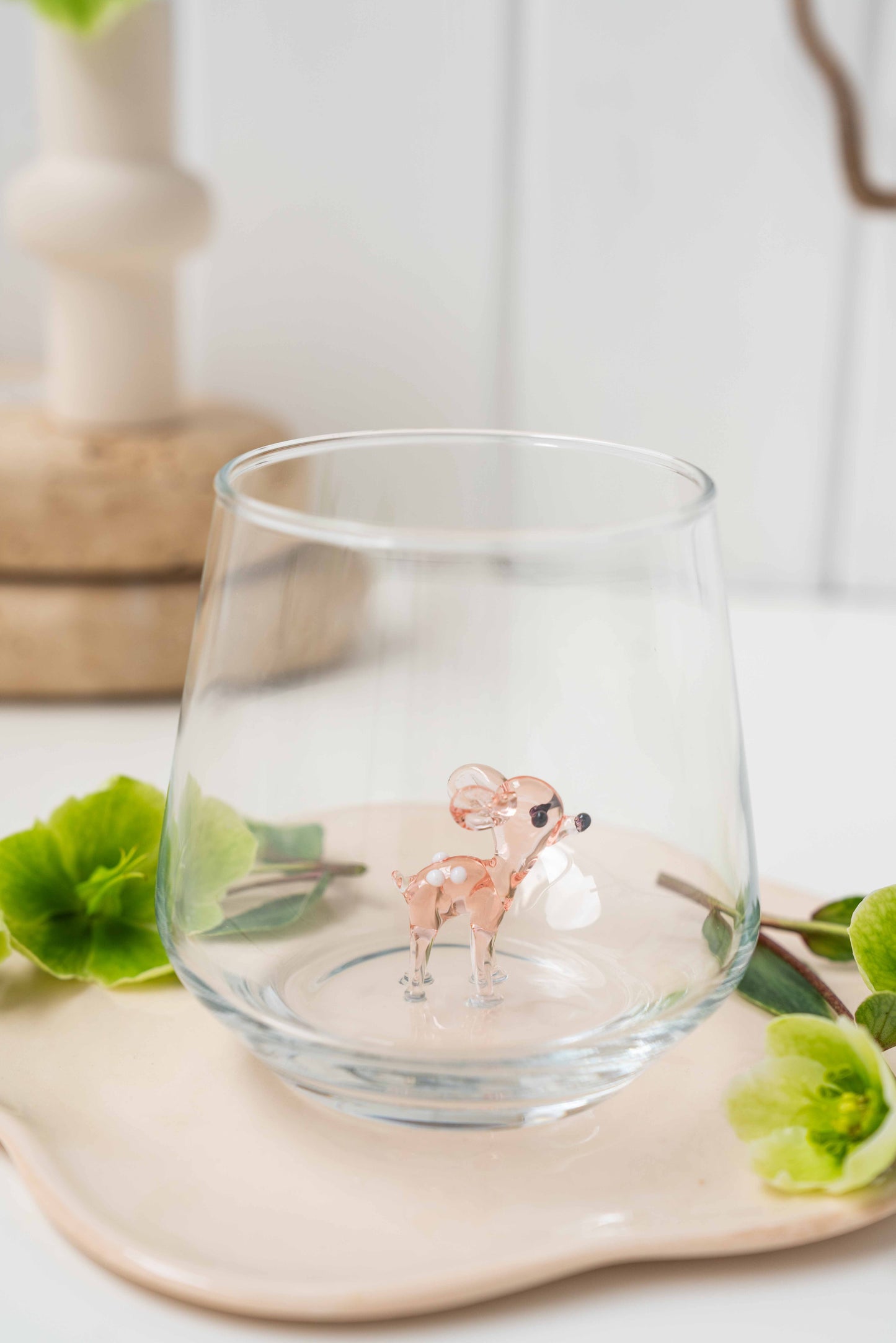 Tiny Animal Drinking Glass, Pink Bambi