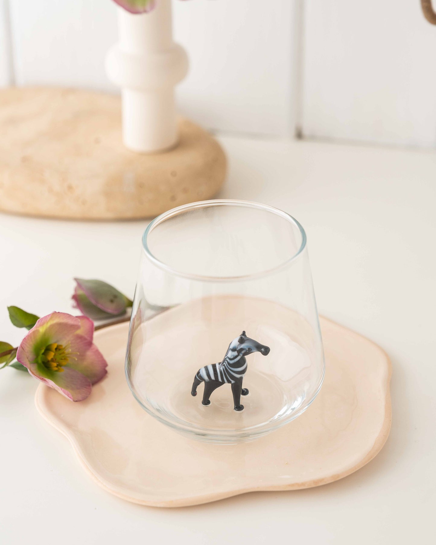 Tiny Animal Drinking Glass, Zebra