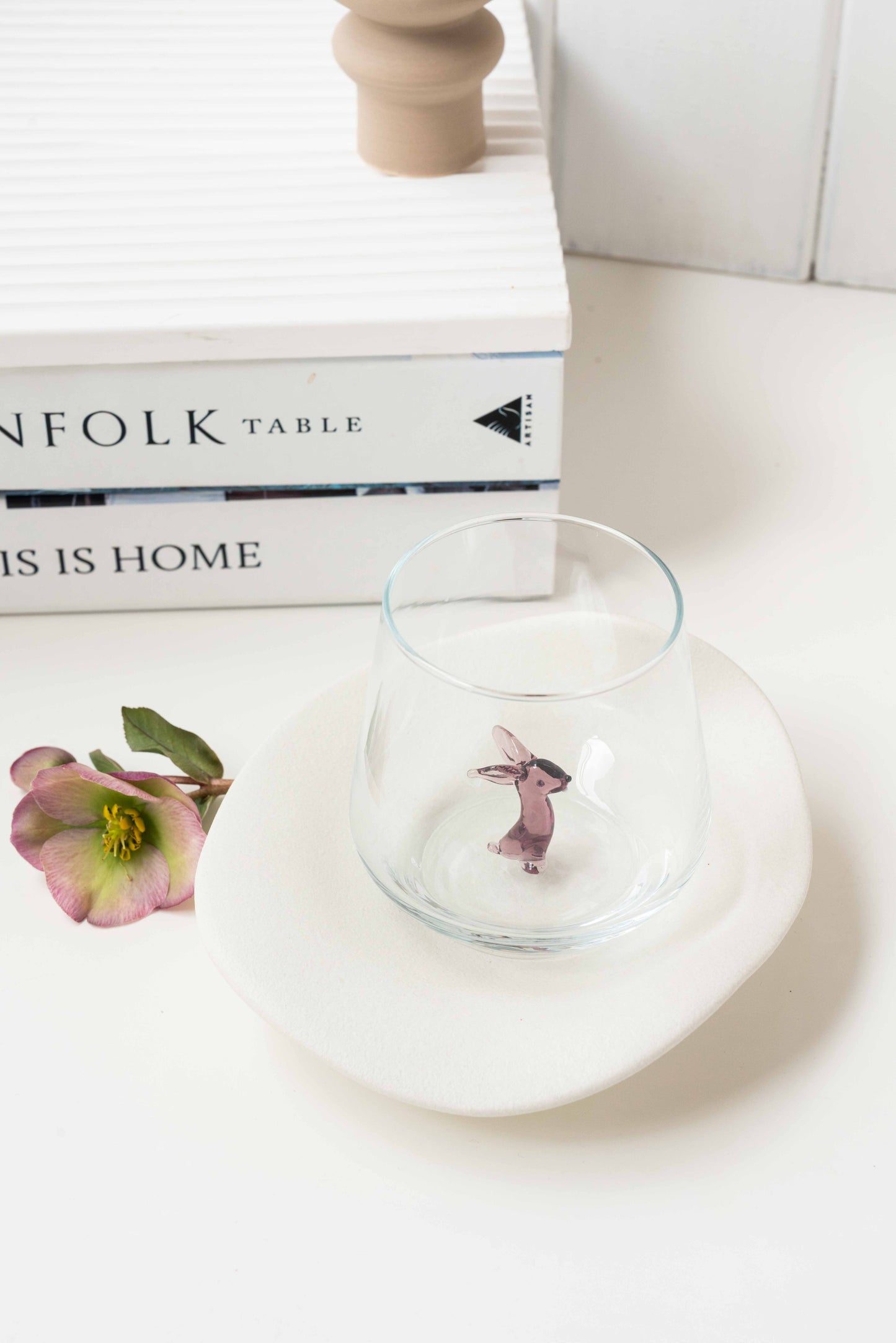 Tiny Animal Drinking Glass, Purple Bunny