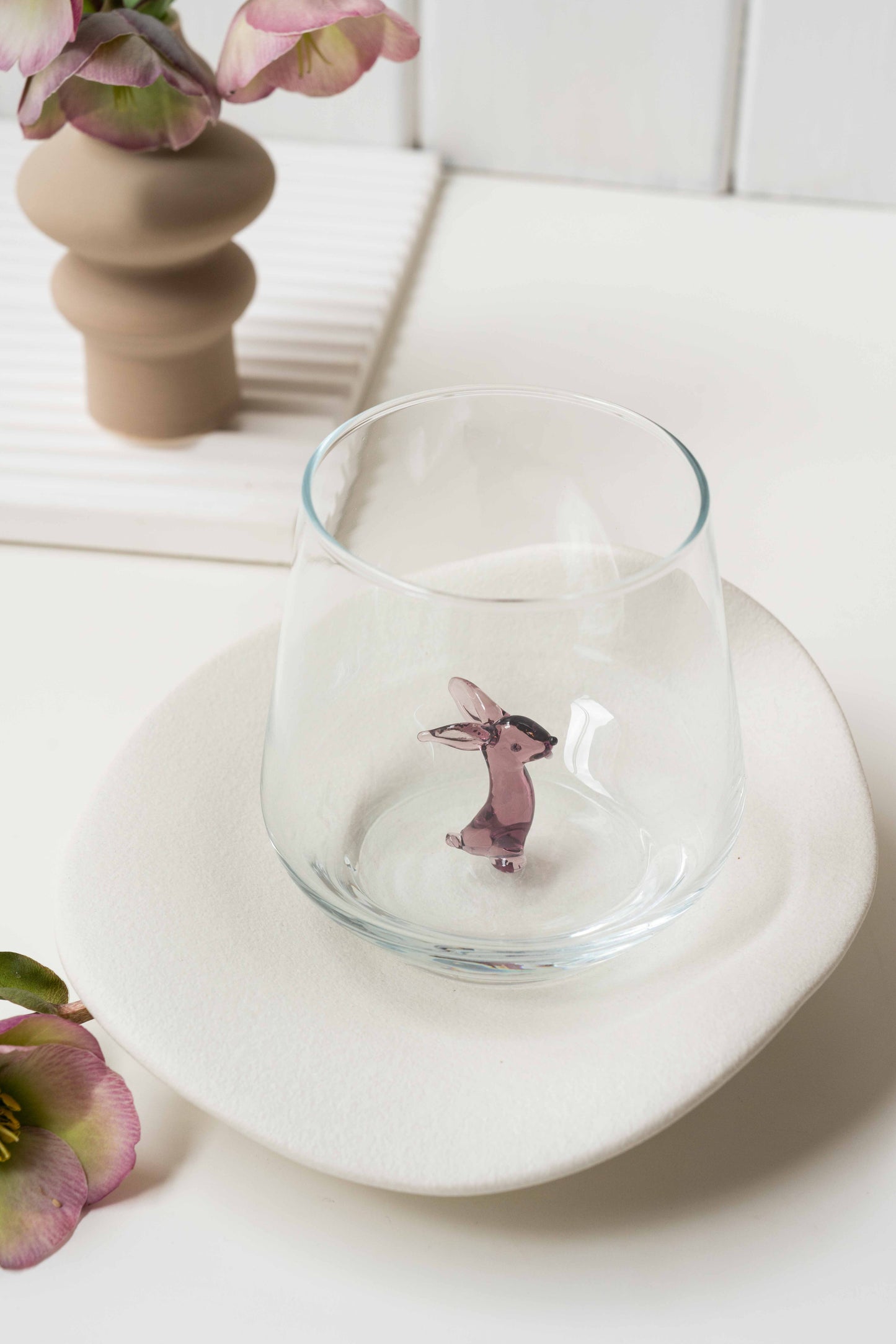 Tiny Animal Drinking Glass, Purple Bunny