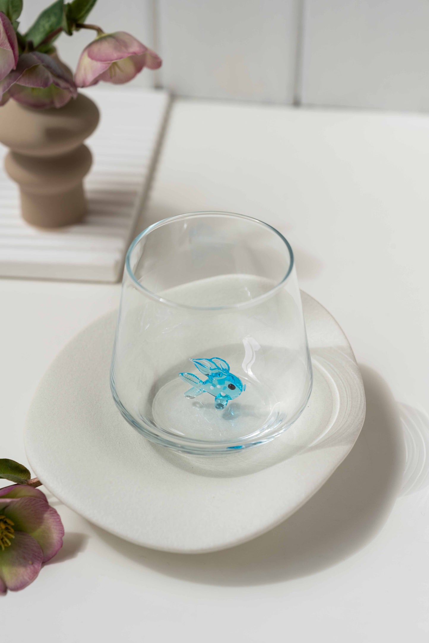 Tiny Animal Drinking Glass, Blue Fish