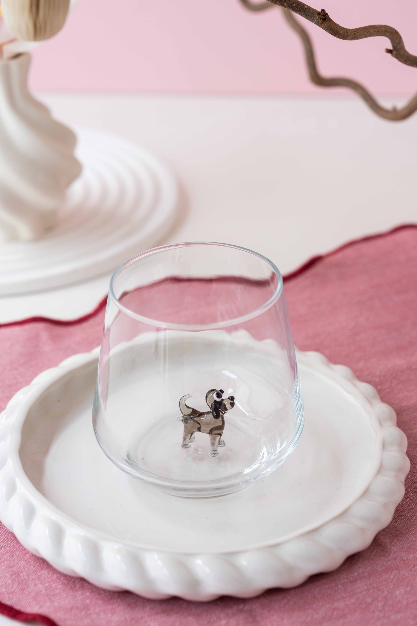 Tiny Animal Drinking Glass, Black Dog