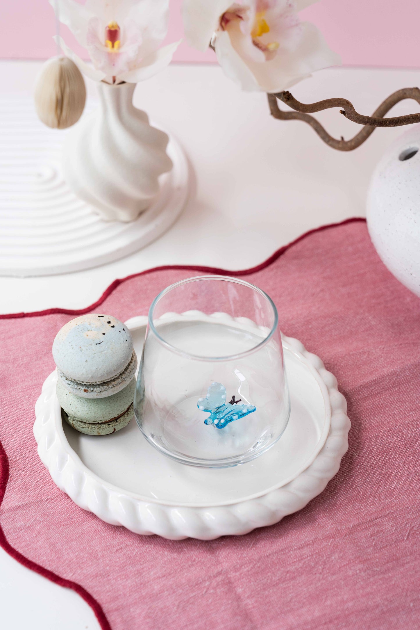 Tiny Animal Drinking Glass, Blue Butterfly