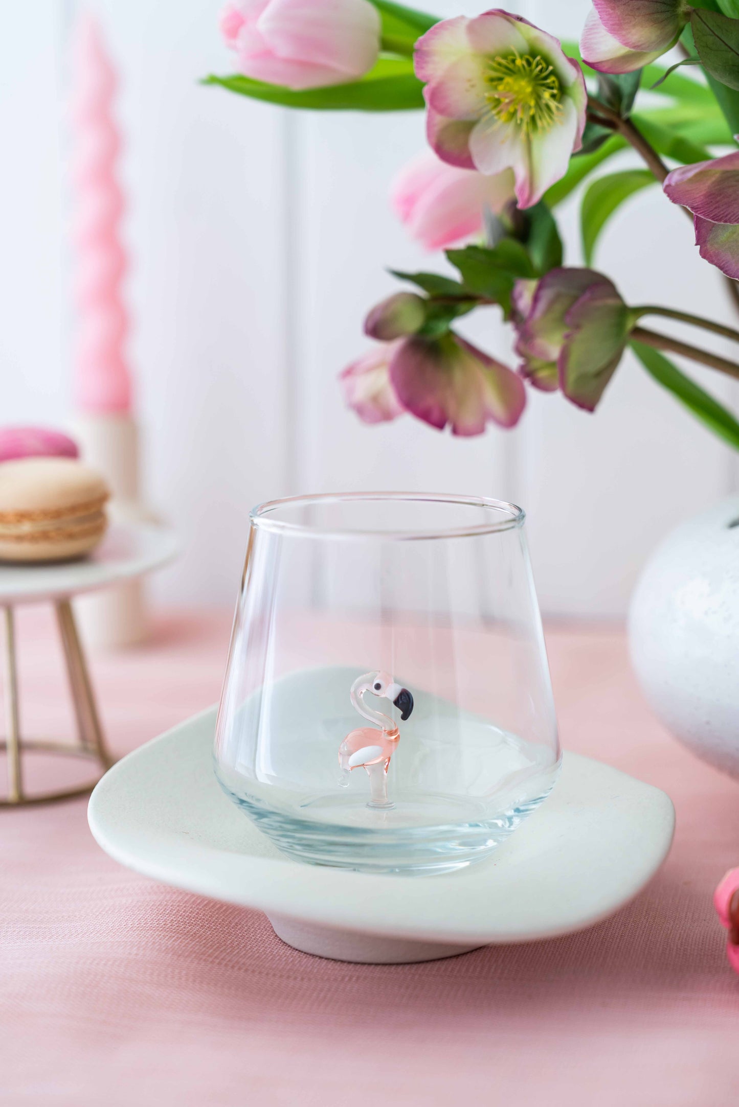 Tiny Animal Drinking Glass, Flamingo
