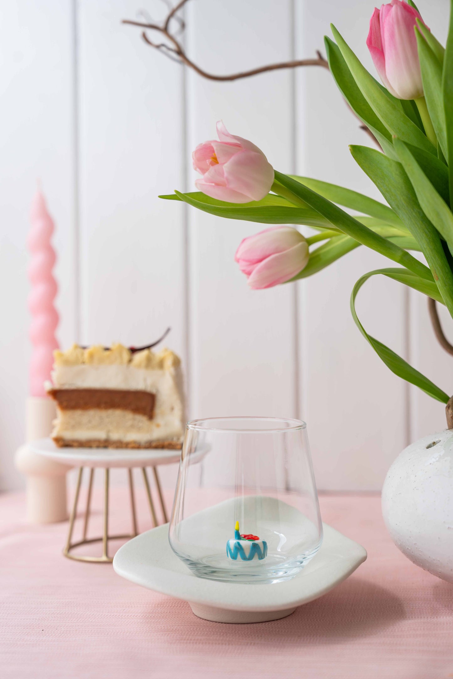 Tiny Animal Drinking Glass, Birthday Cake
