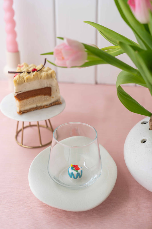 Tiny Animal Drinking Glass, Birthday Cake