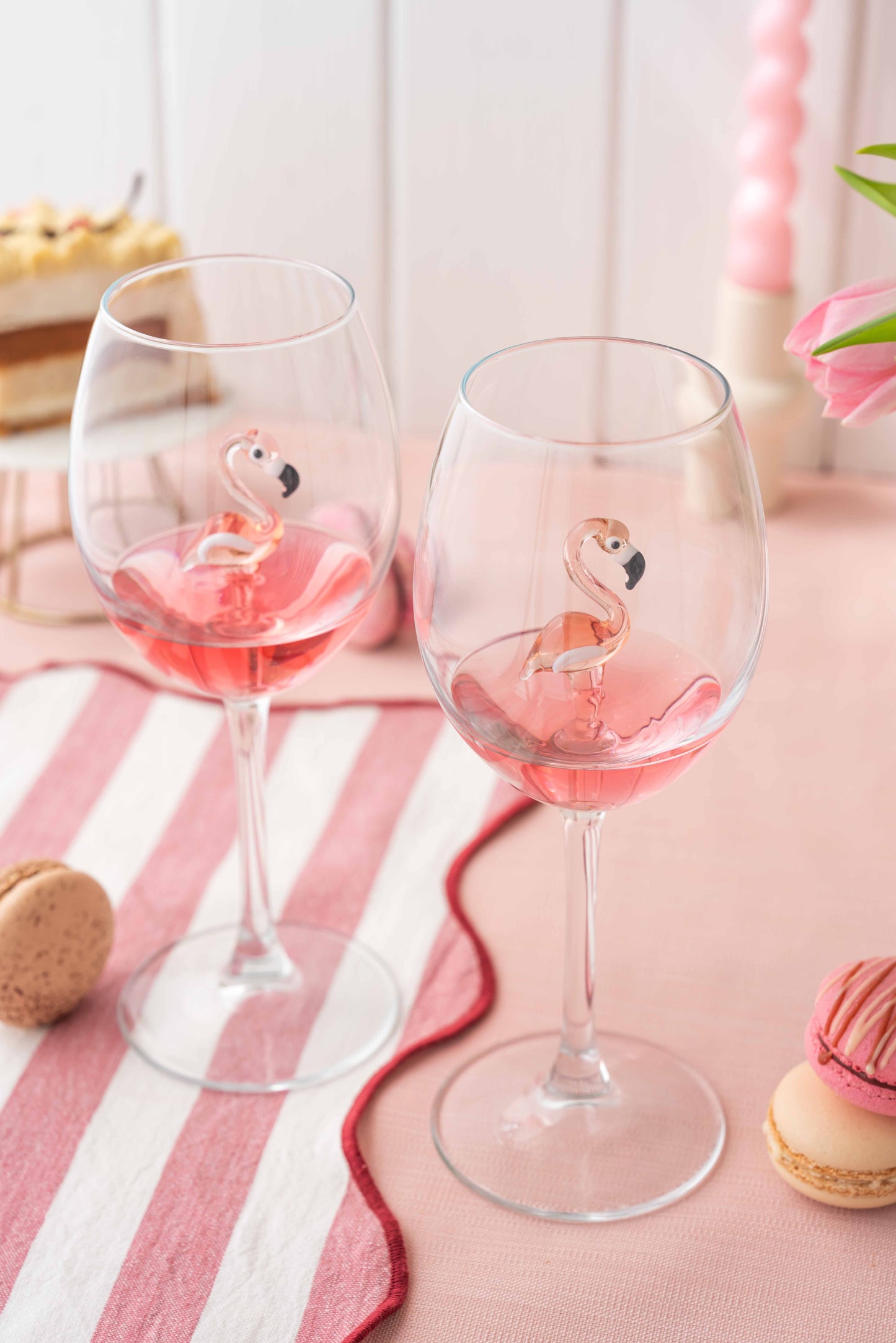 Set of 2 Flamingo Stem Wine Glasses