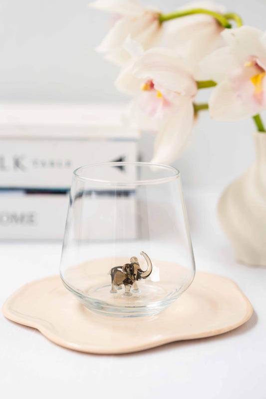 Tiny Animal Drinking Glass, Gray Elephant