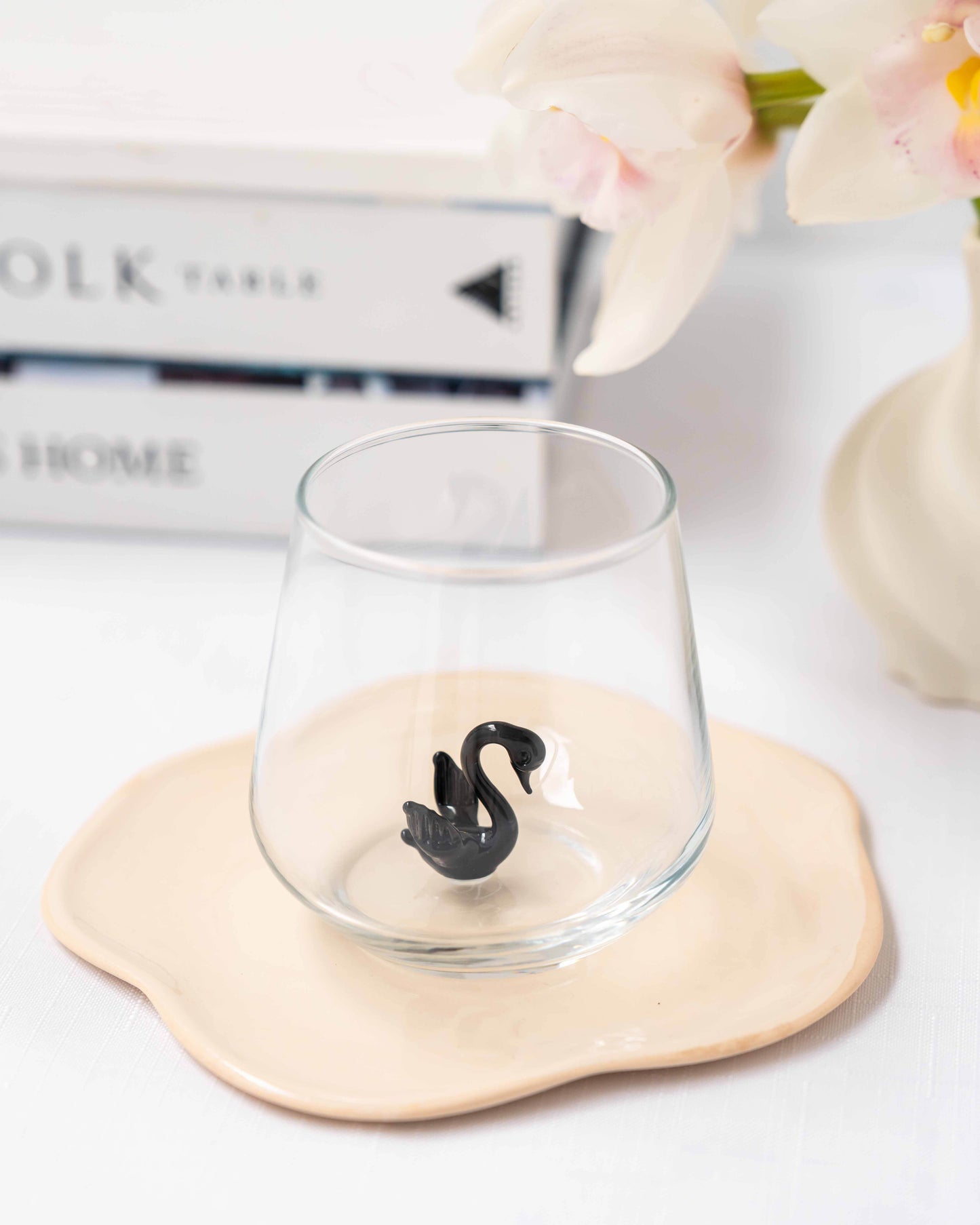 Tiny Animal Drinking Glass, Black Swan