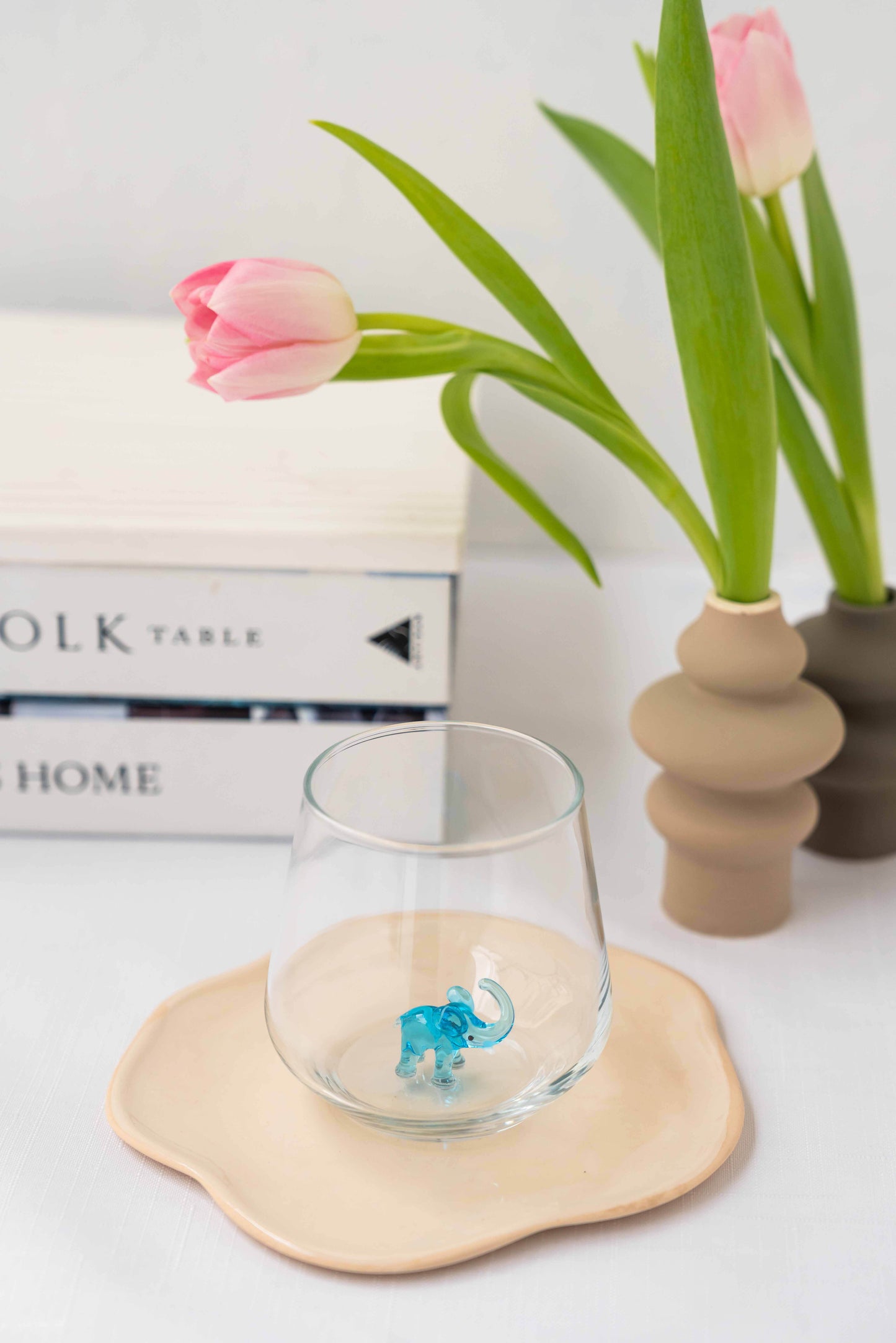 Tiny Animal Drinking Glass, Blue Elephant