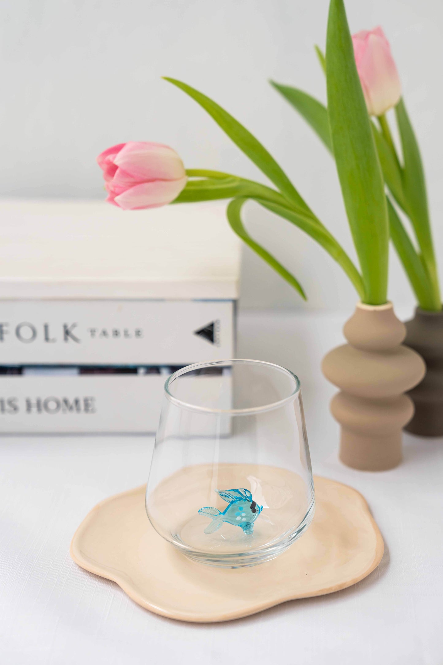 Tiny Animal Drinking Glass, Blue Fish