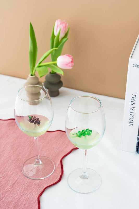 Set of 2 Grape Wine Glasses – Purple & Green