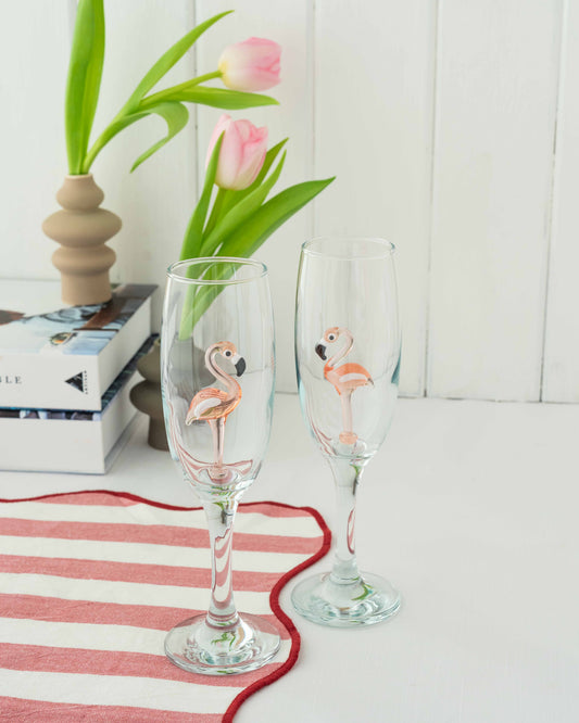 Set of 2 Flamingo Champagne Glasses