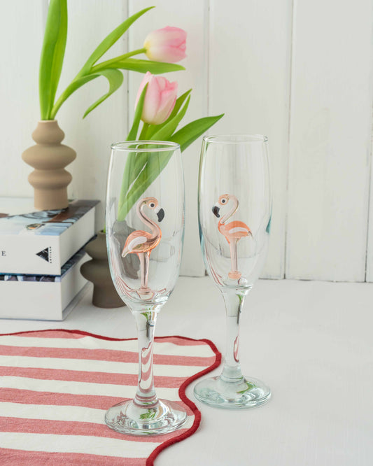 Set of 2 Flamingo Champagne Glasses
