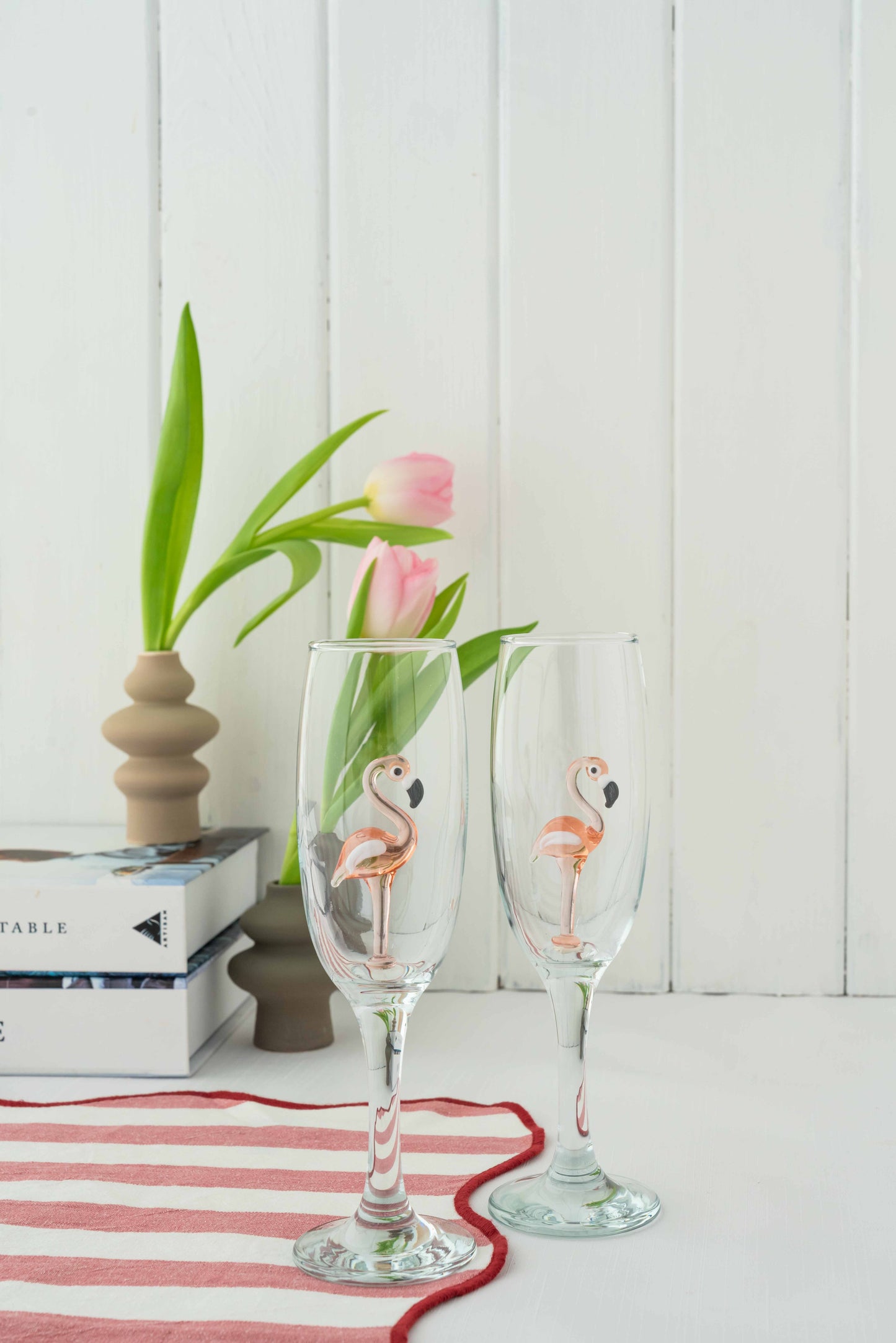 Set of 2 Flamingo Champagne Glasses