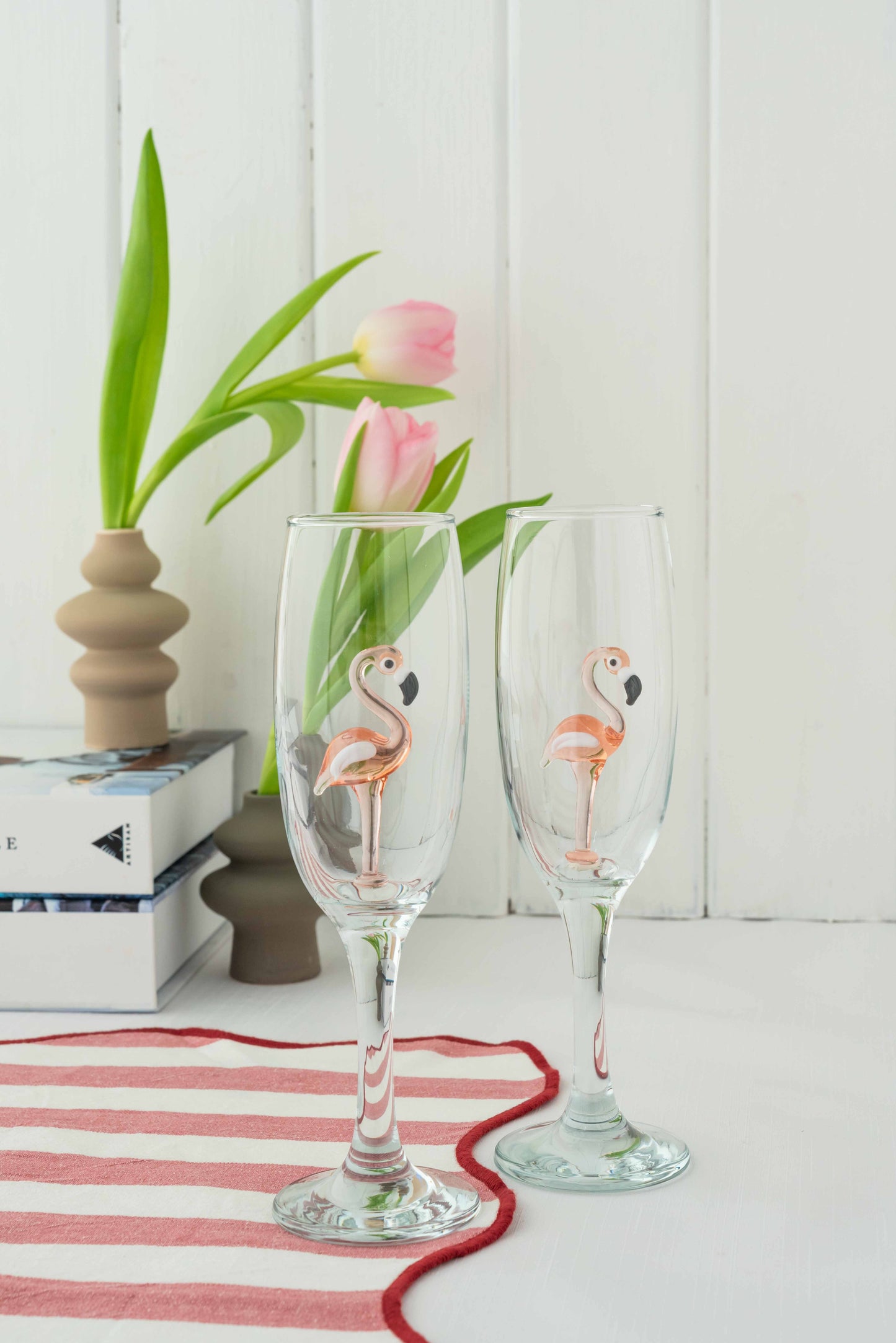 Set of 2 Flamingo Champagne Glasses