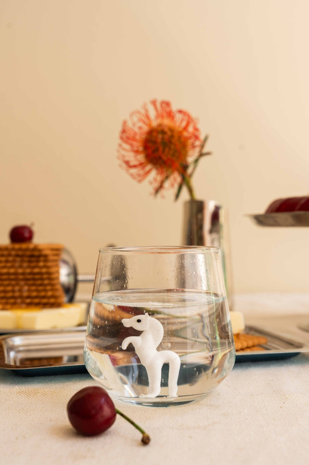 Tiny Animal Drinking Glass, White Horse