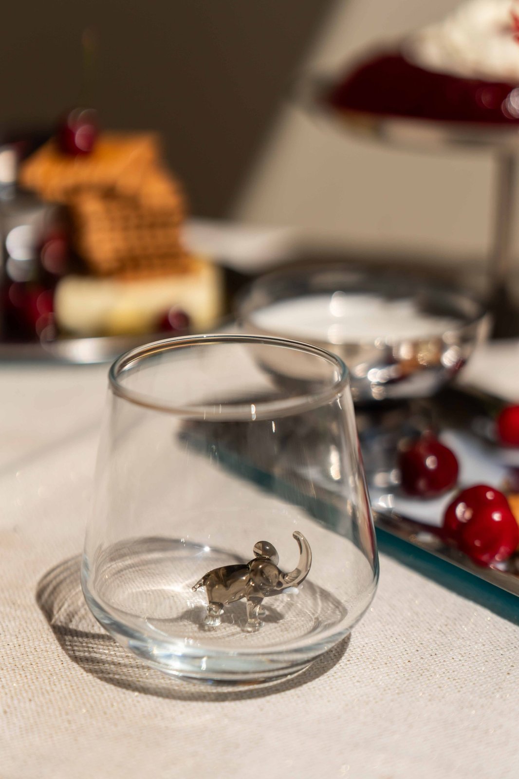 Tiny Animal Drinking Glass, Gray Elephant