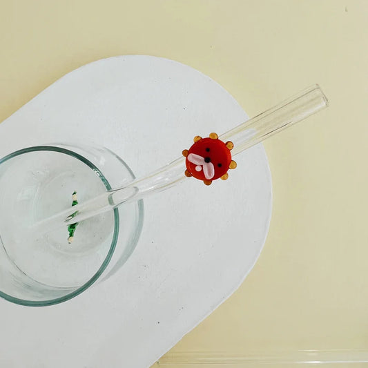 Handmade Lion Figurine Glass Straw