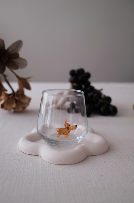 Tiny Animal Drinking Glass, Mini Corgi Puppy