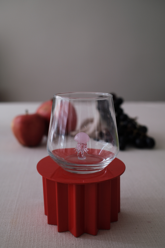 Tiny Animal Drinking Glass, Pink Jellyfish
