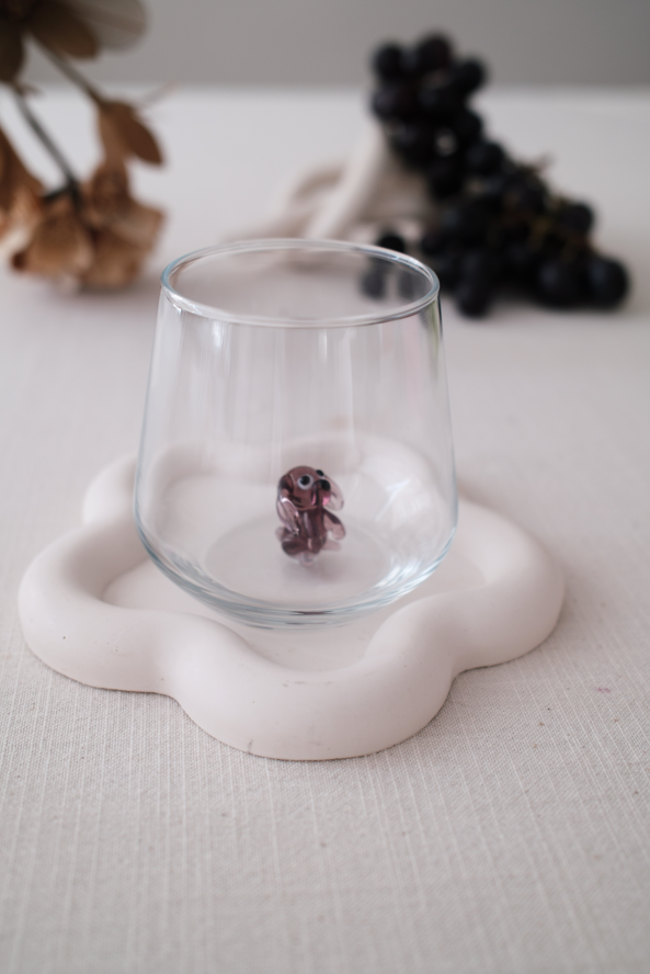 Tiny Animal Drinking Glass, Purple Puppy