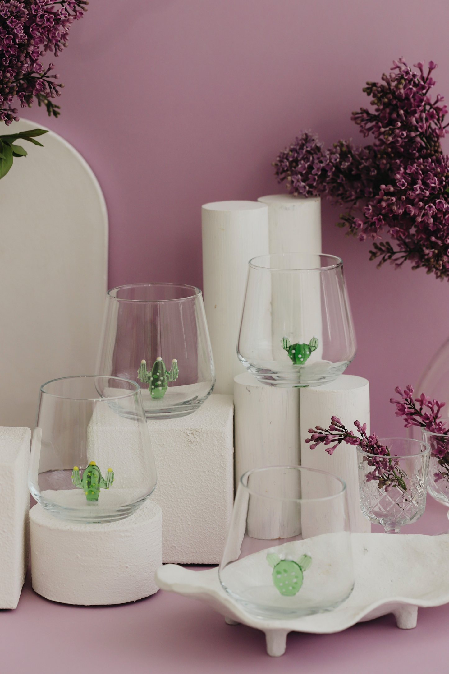 cactus theme drinking glass set