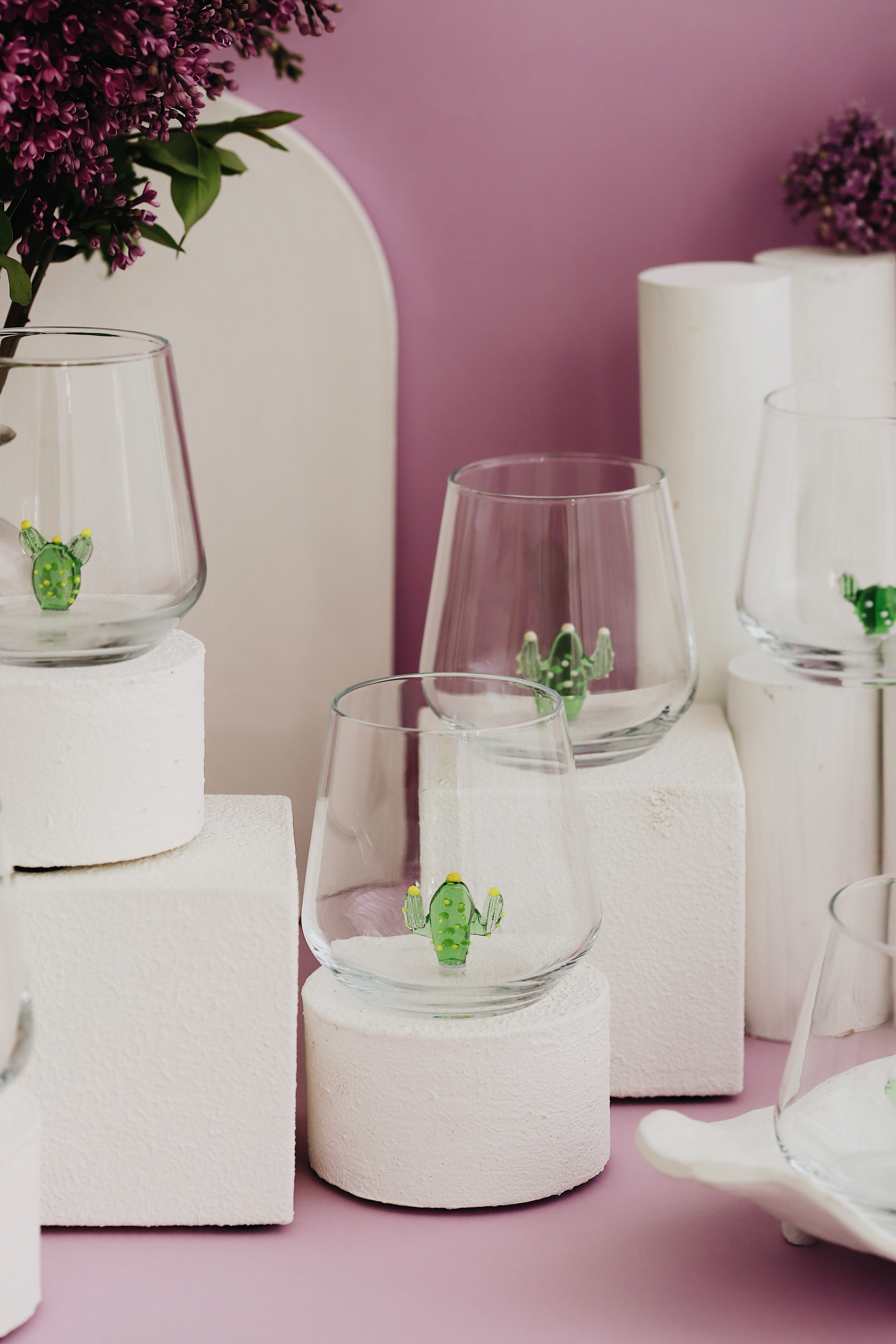 cactus theme drinking glass