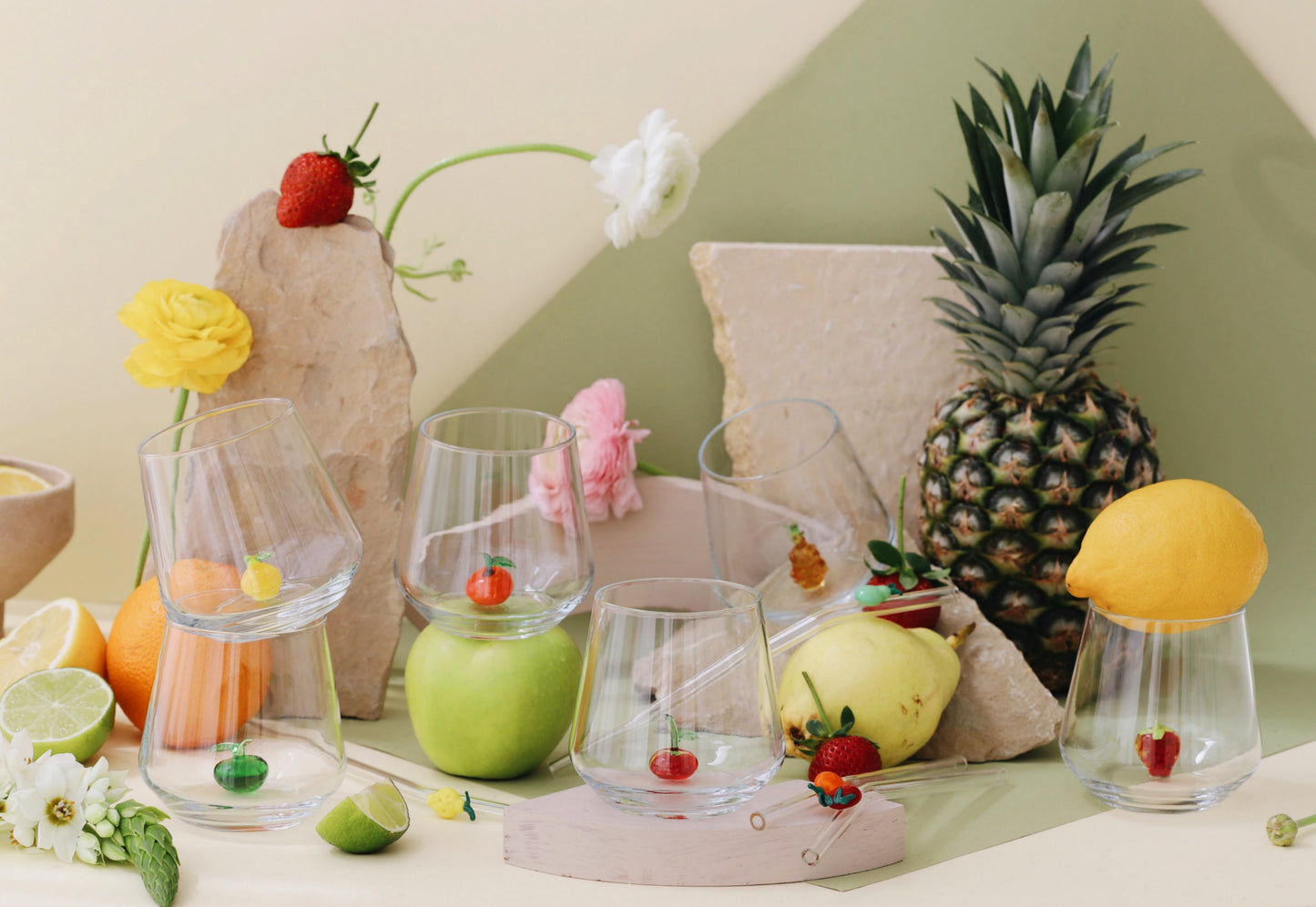 Fruit Theme Drinking Glass Set of 6