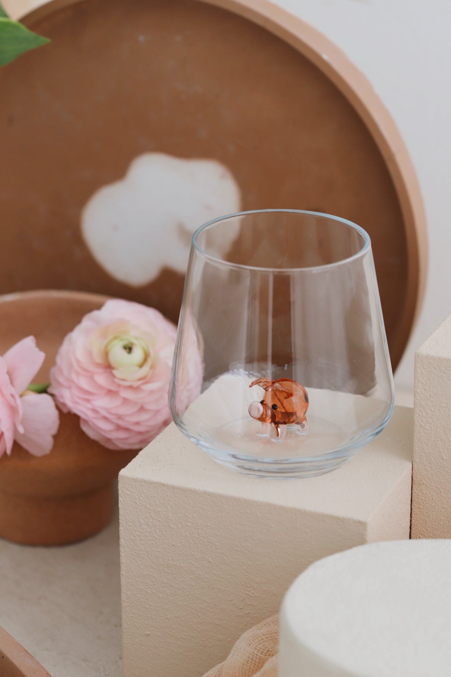 pig drinking glass