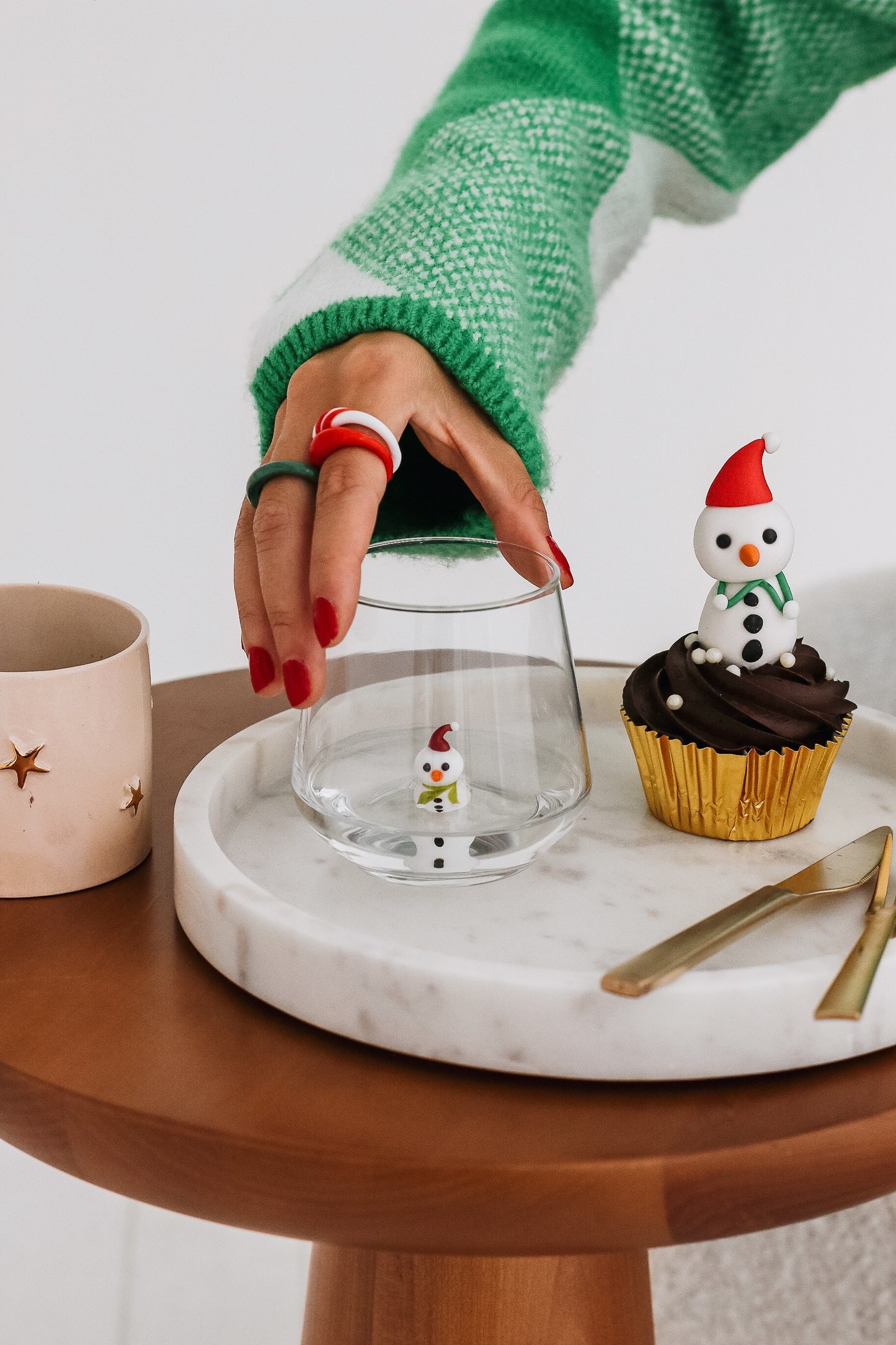 Tiny Figurine Drinking Glass, Snowman