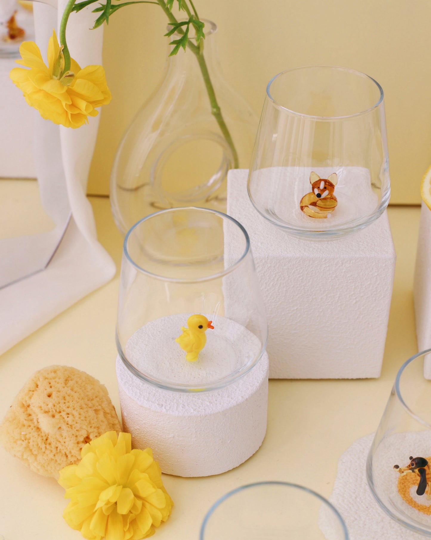 Yellow And Green Theme Drinking Glass Set of 6