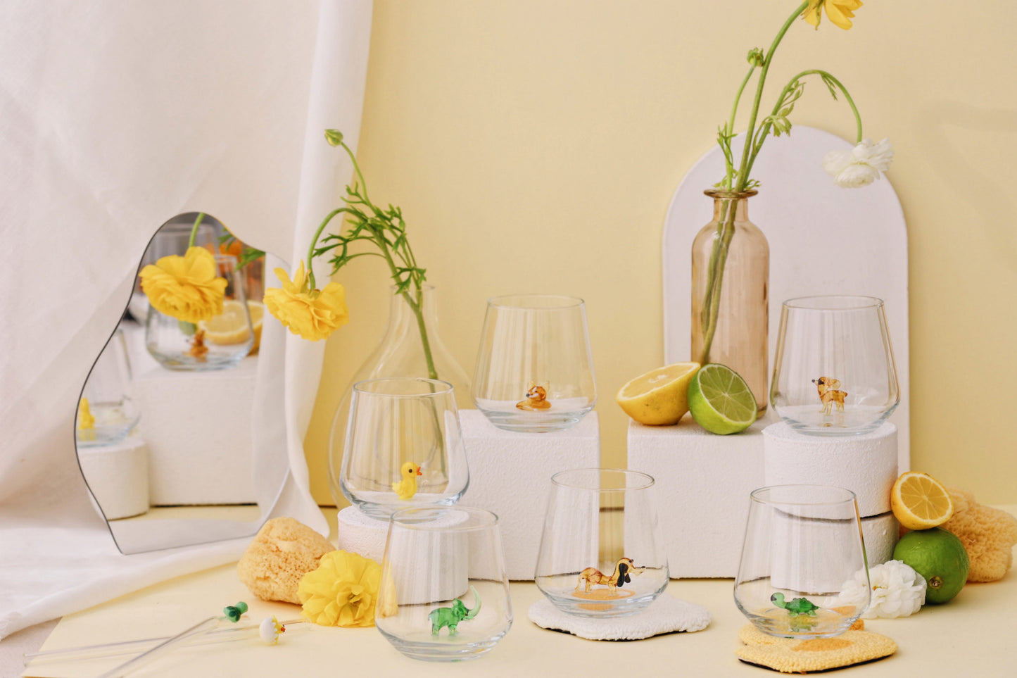 Yellow And Green Theme Drinking Glass Set of 6