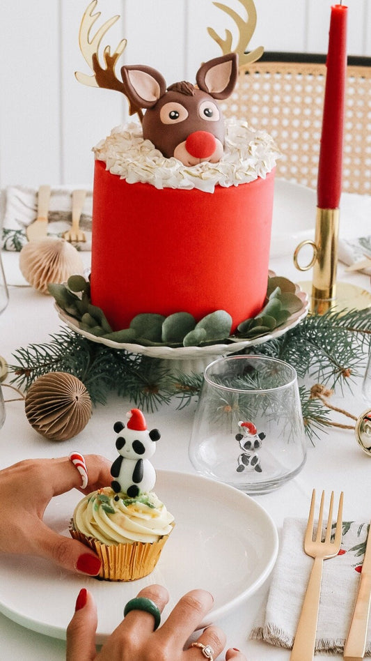 panda figurine glass, new year, chiristmas table