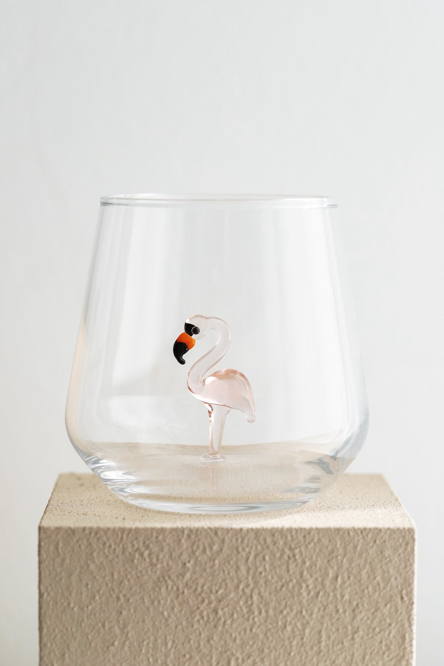 Tiny Animal Drinking Glass, Flamingo