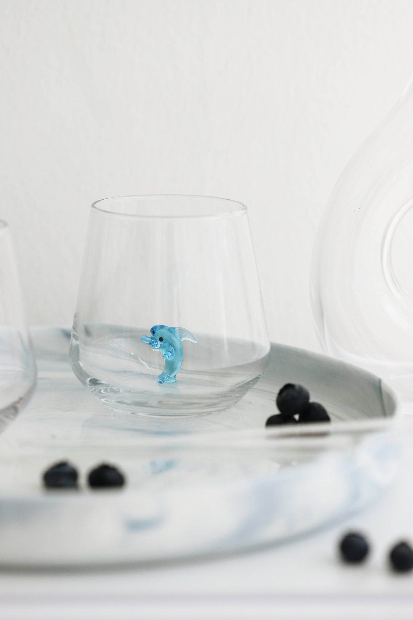 handmade dolphin glass, pet lover, unique gift