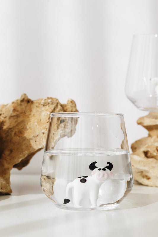 Tiny Animal Drinking Glass, Cow