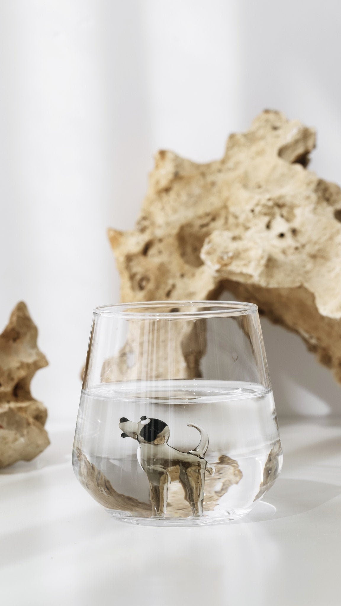 Tiny Animal Drinking Glass, Black Dog