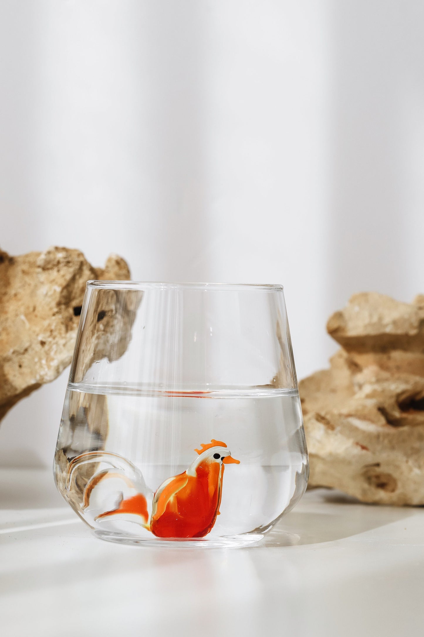 Tiny Animal Drinking Glass, Chanticleer/rooster