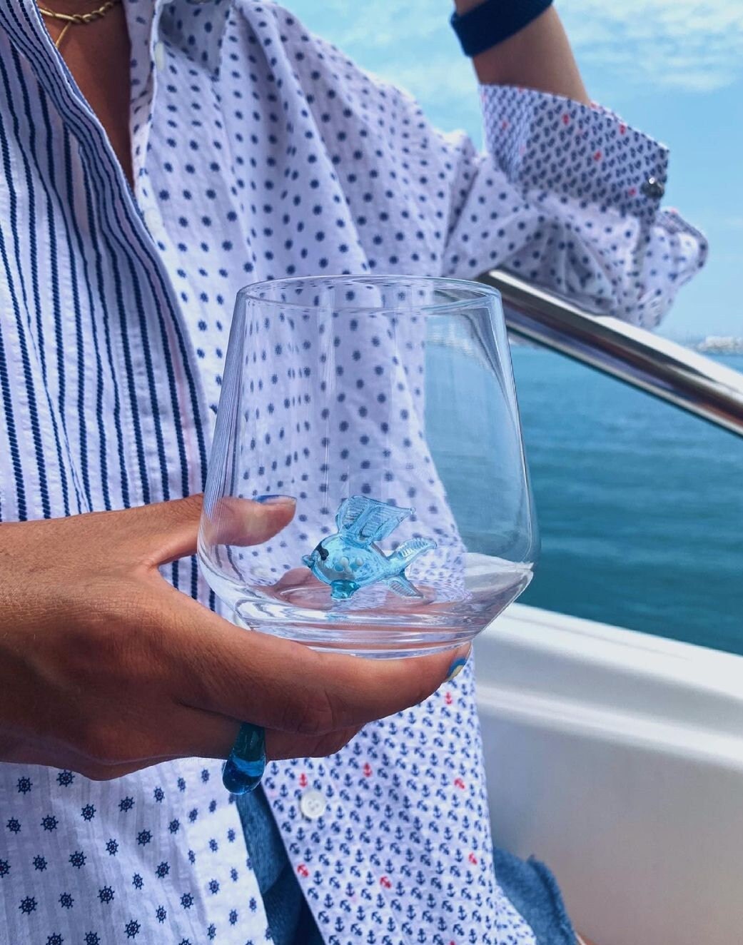 Tiny Animal Drinking Glass, Blue Fish