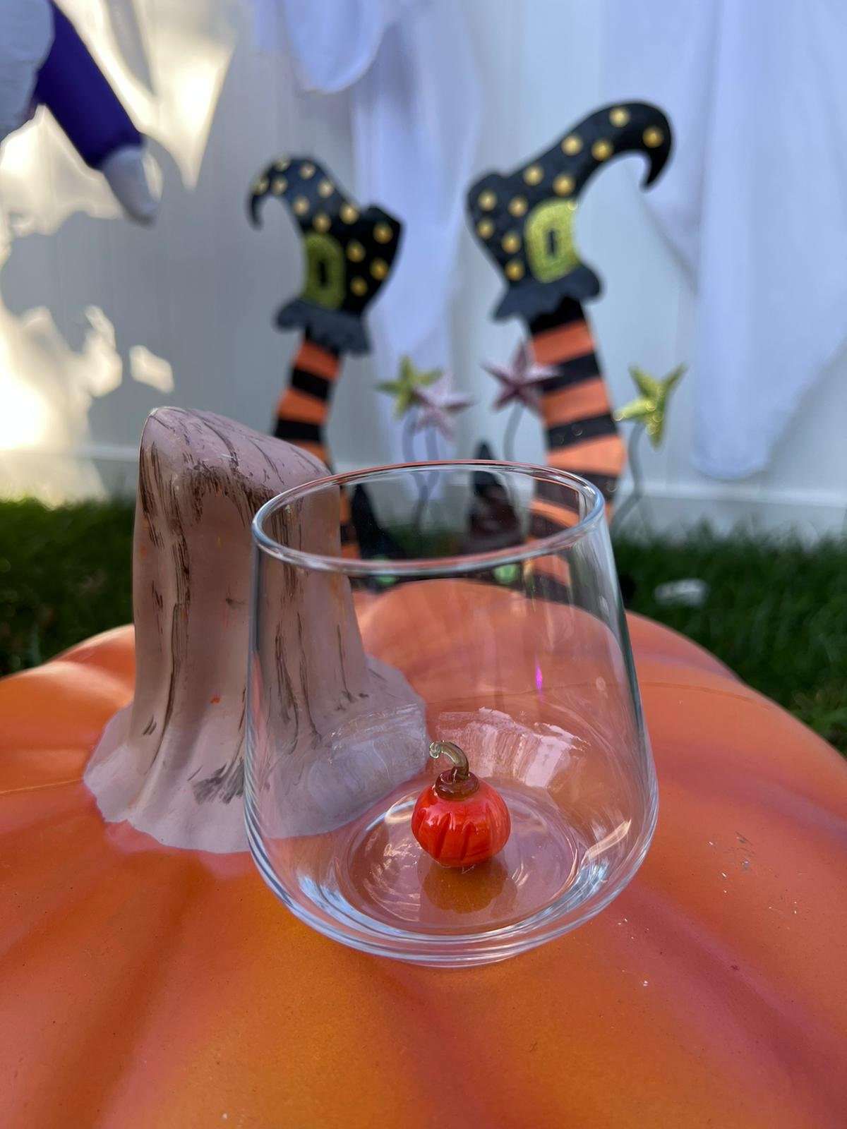 Tiny Figurine Drinking Glass, Pumpkin