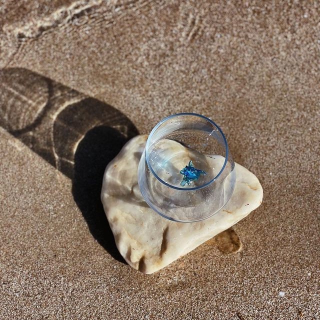 handmade dolphin glass up side
