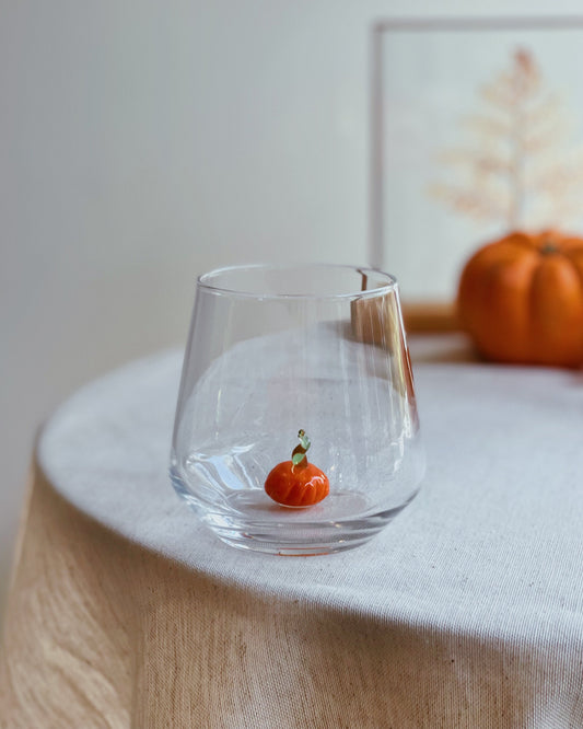 Tiny Figurine Drinking Glass, Pumpkin