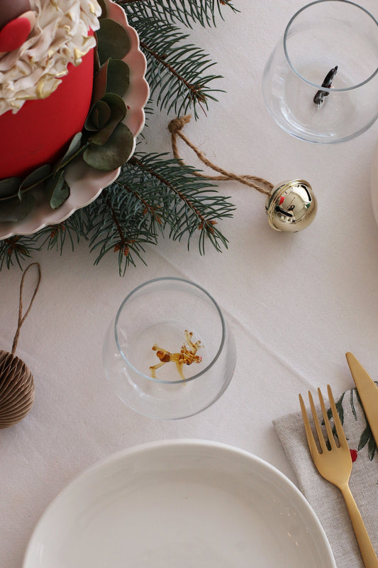 Tiny Animal Drinking Glass, Brown Deer