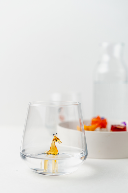 Tiny Animal Drinking Glass, Giraffe