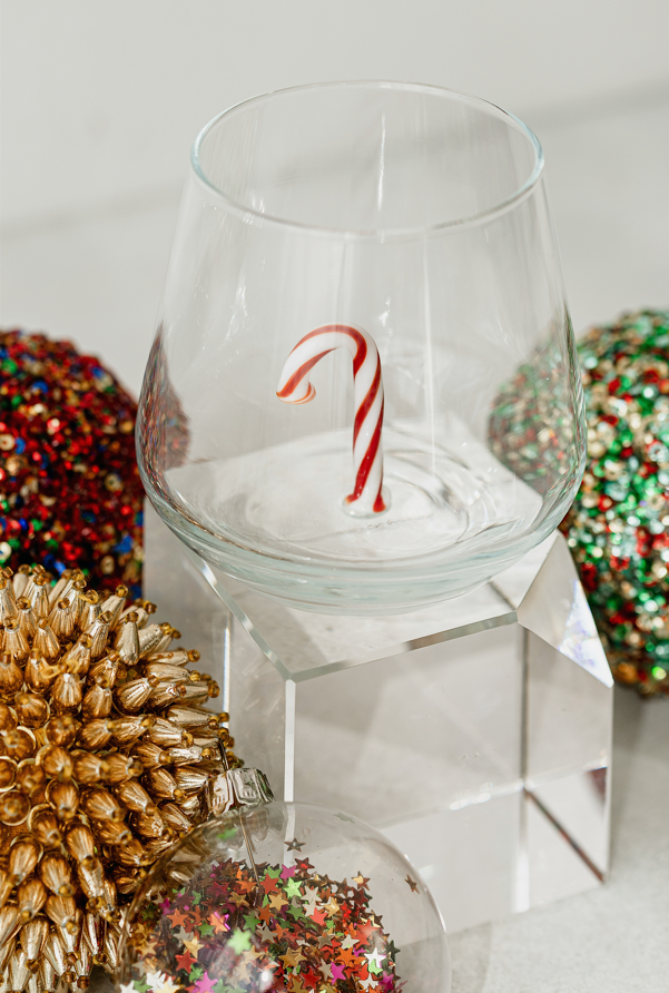 Tiny Figurine Drinking Glass, Candy Cane